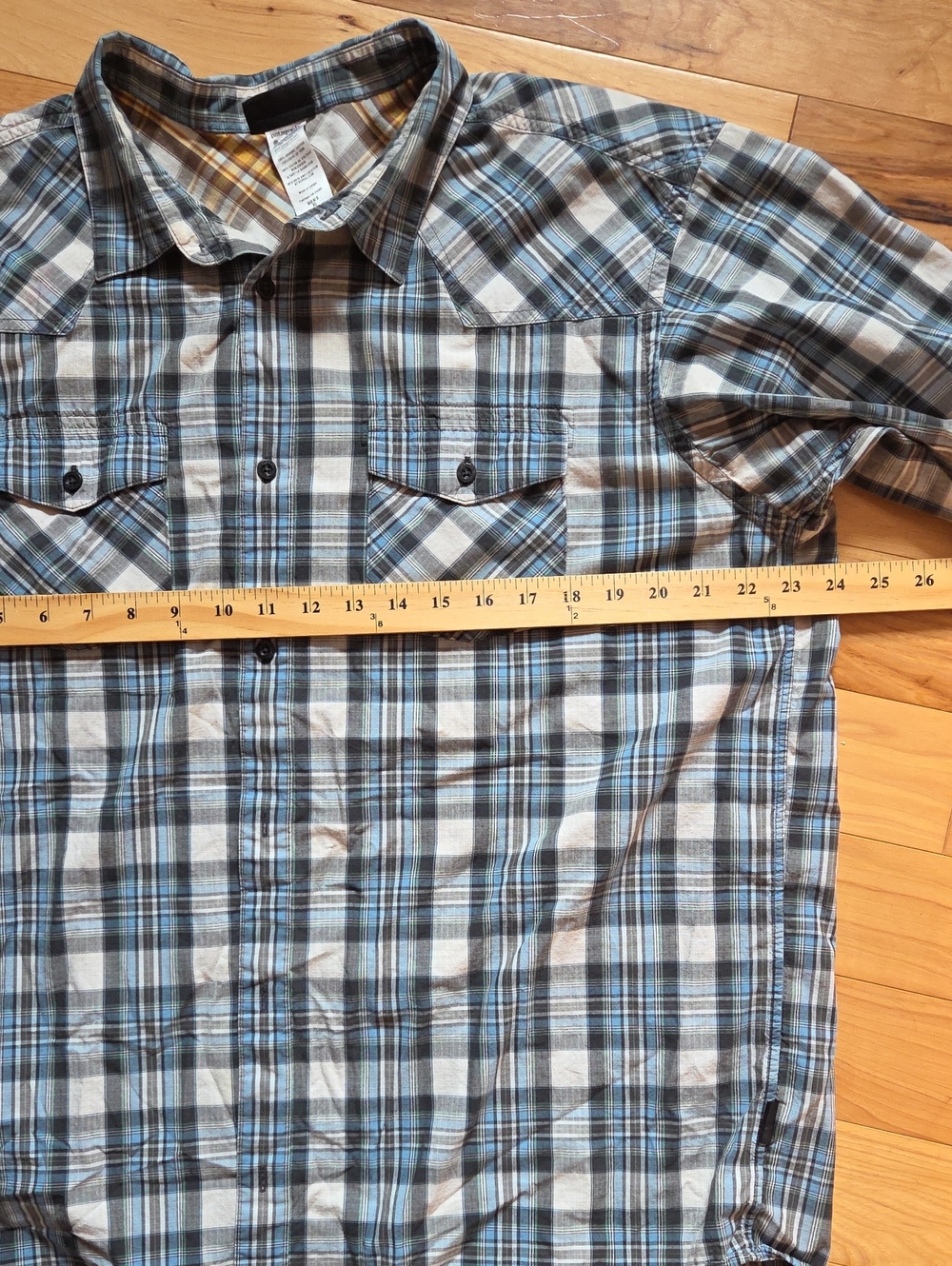 Patagonia Men’s Plaid Button-Down Western Shirt in Blue, Gray, Cream Xl - Picture 4 of 6